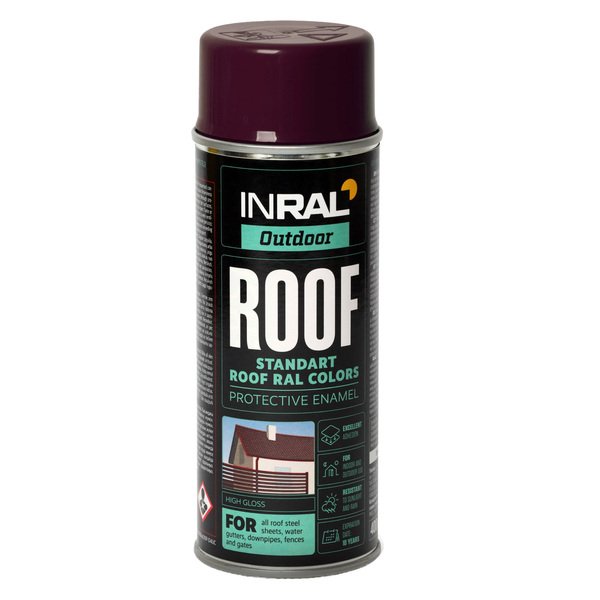 Dažai  INRAL ROOF RAL8017 stogų ir lauko 400ml.    šokolado rudi, blizgūs