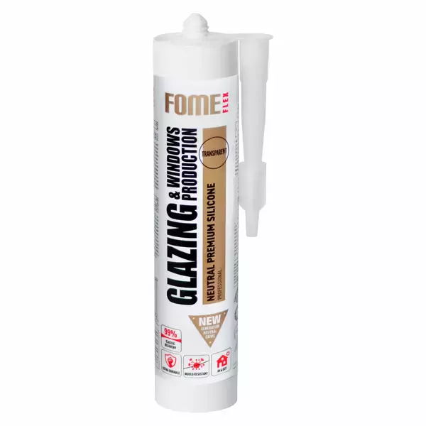 FOME FLEX GLAZING & WINDOW PRODUCTION neutralus profesionalus silikonas, skaidrus, 310 ml