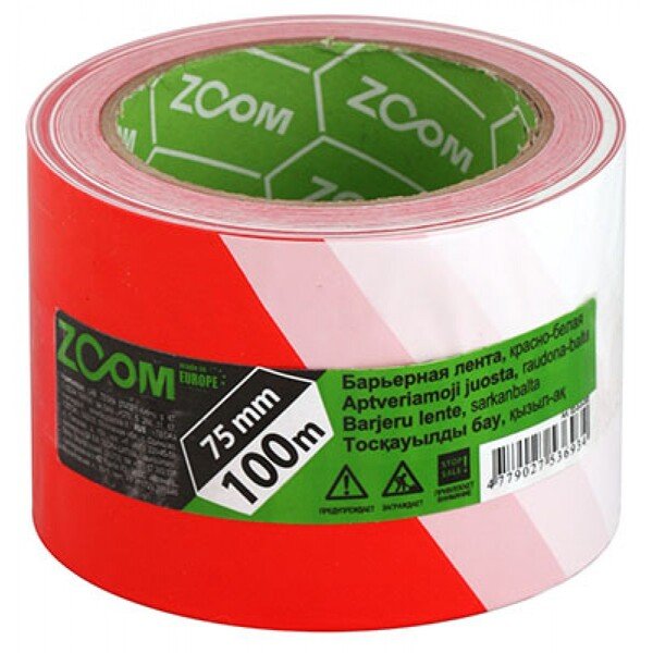 Aptveriamoji juosta STOP ZOOM 75mmx100m raudona/balta