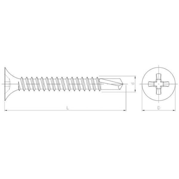 Sraigtas GKP į metalą su grąžteliu 3.5x45 į metalą.