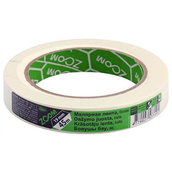 Dažymo juosta balta ZOOM 19 mm x 45 m
