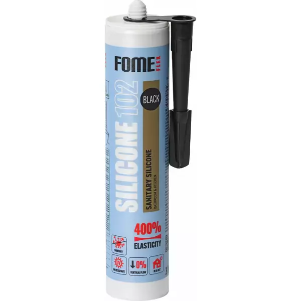 HERMETIKAS SANITARY SILICONE 102, JUODAS,  310ml.