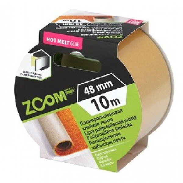 Lipni dvipusė polipropileninė juosta 48mm x 10m ZOOM