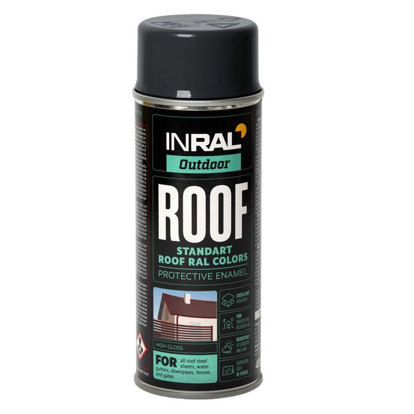 Dažai INRAL ROOF RAL7024 stogų ir lauko 400ml.